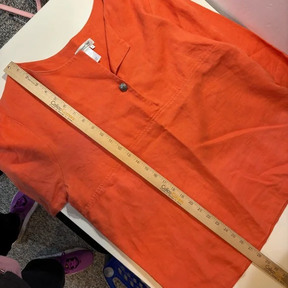 Coldwater Creek Women's Burnt Orange Linen Split-Neck Tunic - Picture 7 of 7